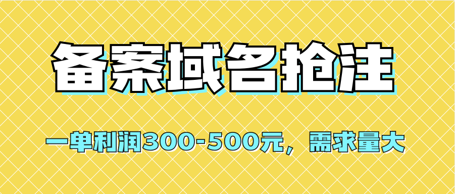 【全网首发】备案域名抢注，一单利润300-500元，需求量大-时光论坛