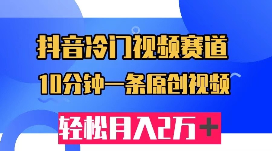 抖音冷门视频赛道，10分钟一条视频，轻松月入2W＋-时光论坛