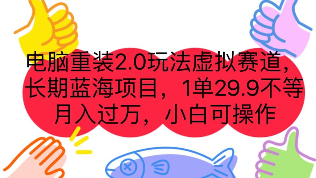 电脑重装2.0玩法虚拟赛道，长期蓝海项目 一单29.9不等 月入过万 小白可操作-时光论坛