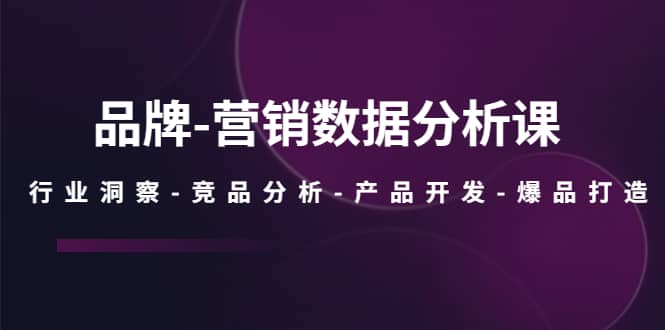 品牌-营销数据分析课，行业洞察-竞品分析-产品开发-爆品打造-时光论坛