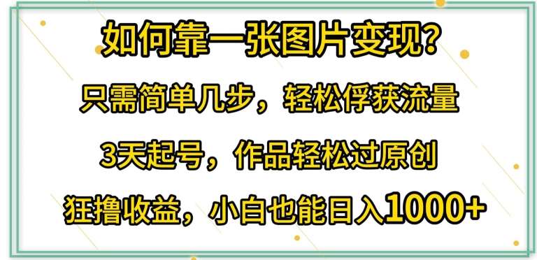 如何靠一张图片变现?只需简单几步，轻松俘获流量，3天起号，作品轻松过原创【揭秘】-时光论坛