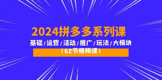 （10019期）2024拼多多系列课：基础/运营/活动/推广/玩法/大模块（62节视频课）-时光论坛