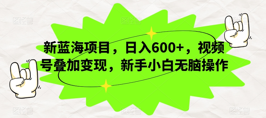 新蓝海项目，日入600+，视频号叠加变现，新手小白无脑操作【揭秘】-时光论坛