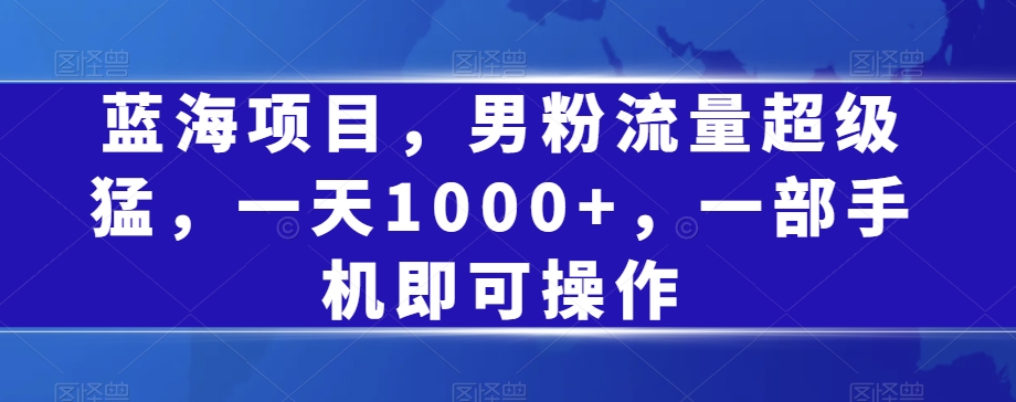 蓝海项目，男粉流量超级猛，一天1000+，一部手机即可操作【揭秘】-时光论坛