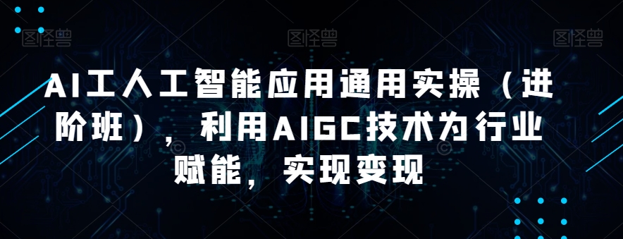 AI工人工智能应用通用实操（进阶班），利用AIGC技术为行业赋能，实现变现-时光论坛