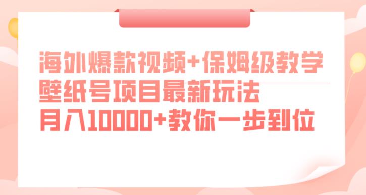 海外爆款视频+保姆级教学，壁纸号项目最新玩法，月入10000+教你一步到位【揭秘】-时光论坛