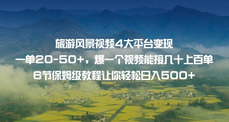 旅游风景视频4大平台变现单20-50+，爆一个视频能接几十上百单6节保姆级教程让你轻松日入500+-时光论坛