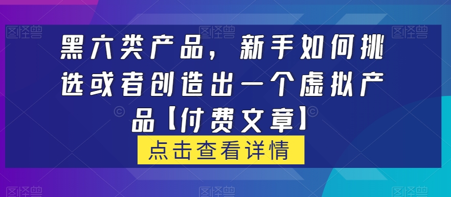 黑六类虚拟产品，新手如何挑选或者创造出一个虚拟产品【付费文章】-时光论坛