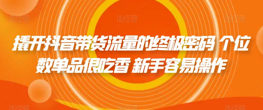 撬开抖音带货流量的终极密码 个位数单品很吃香 新手容易操作-时光论坛