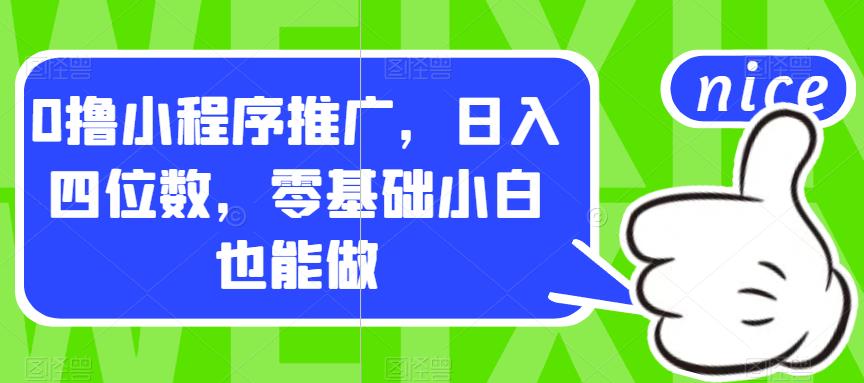 0撸小程序推广，日入四位数，零基础小白也能做【揭秘】-时光论坛