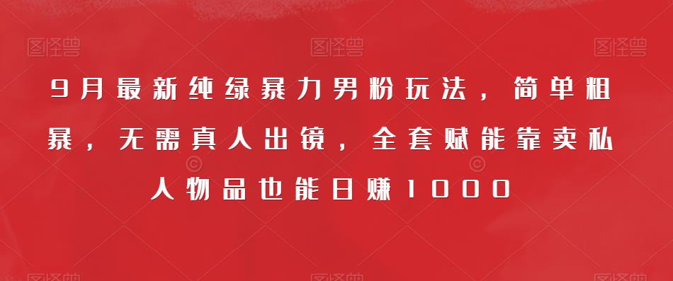 9月最新纯绿暴力男粉玩法，简单粗暴，无需真人出镜，全套赋能靠卖私人物品也能日赚1000-时光论坛