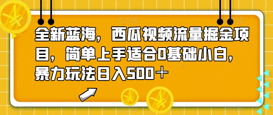 全新蓝海，西瓜视频流量掘金项目，简单上手适合0基础小白，暴力玩法日入500＋【揭秘】-时光论坛