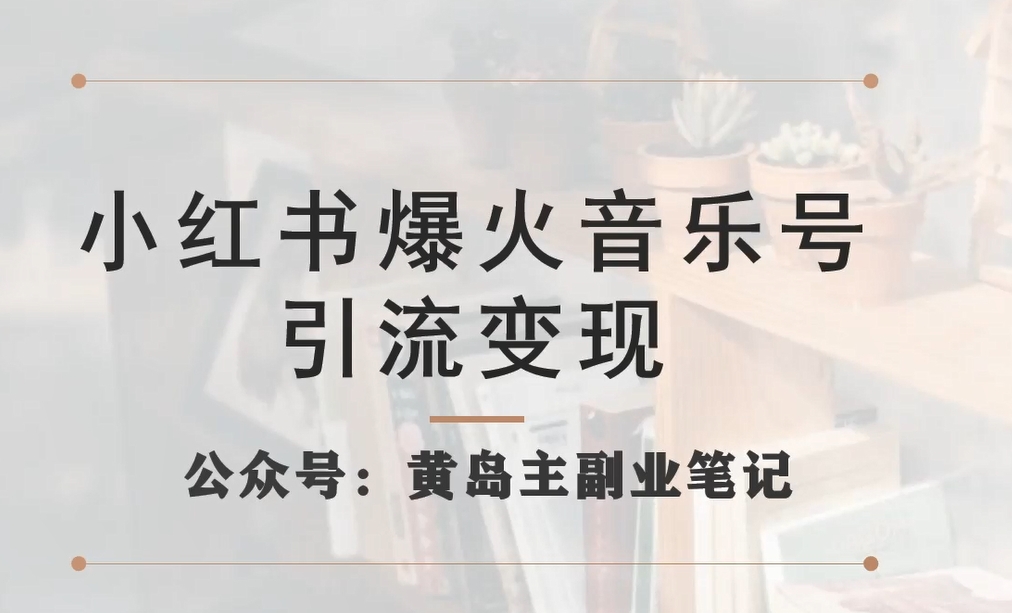 小红书爆火音乐号引流变现项目，视频版一条龙实操玩法分享给你-时光论坛
