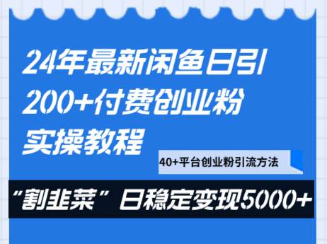 24年最新闲鱼日引200+付费创业粉，割韭菜每天5000+收益实操教程！-时光论坛