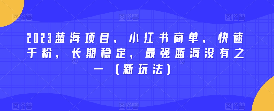2023蓝海项目，小红书商单，快速千粉，长期稳定，最强蓝海没有之一（新玩法）-时光论坛