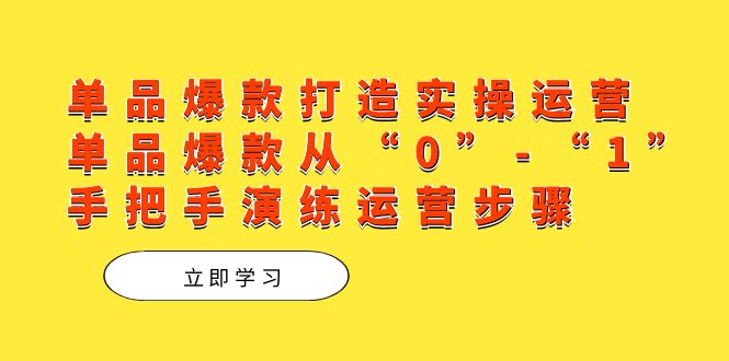 单品爆款打造实操运营，单品爆款从“0”-“1”手把手演练运营步骤-时光论坛