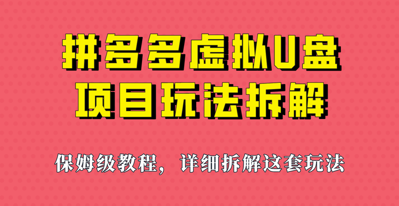 拼多多虚拟U盘项目，保姆级拆解，可多店操作，一天1000左右！-时光论坛