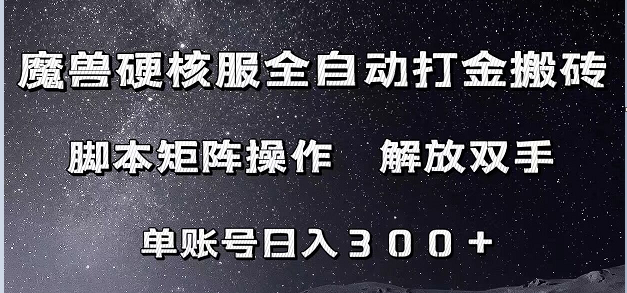 魔兽硬核服自动打金搬砖，脚本矩阵操作，单账号300+ （附教程+脚本）-时光论坛