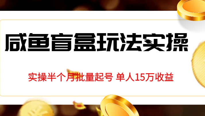 独家首发咸鱼盲盒玩法实操，半个月批量起号单人15万收益揭秘-时光论坛