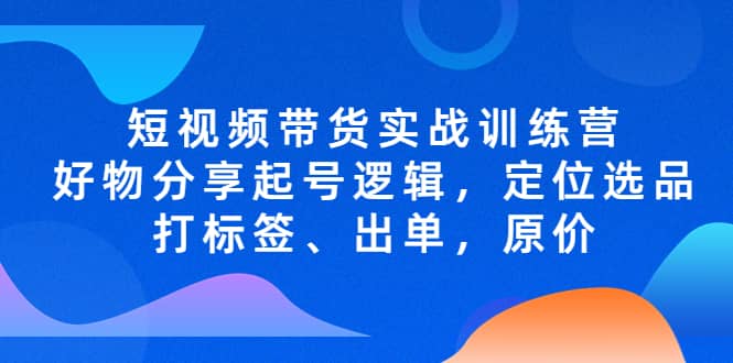 短视频带货实战训练营，好物分享起号逻辑，定位选品打标签、出单，原价-时光论坛