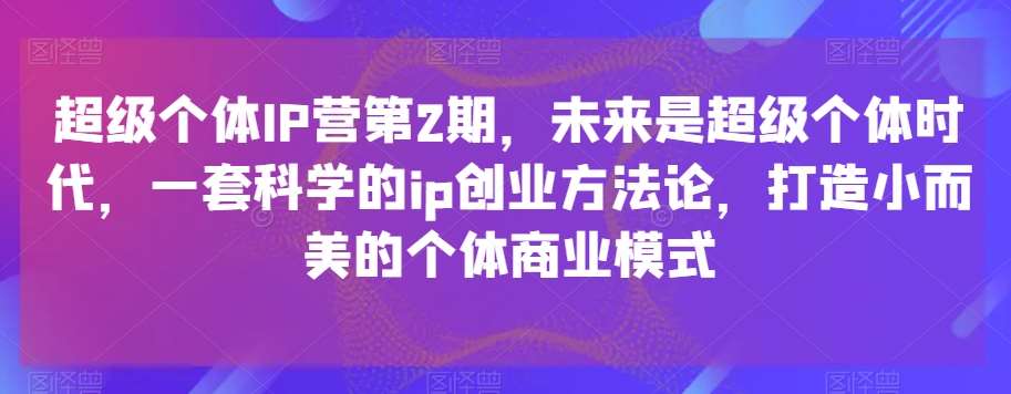 超级个体IP营第2期，未来是超级个体时代，一套科学的ip创业方法论，打造小而美的个体商业模式-时光论坛