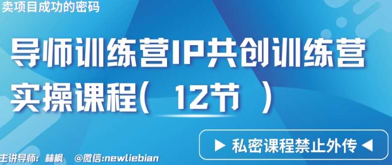 导师训练营3.0IP共创训练营私密实操课程（12节）-卖项目的密码成功秘诀【揭秘】-时光论坛