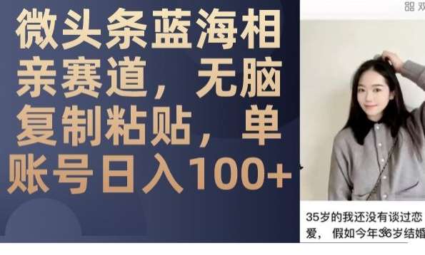 微头条蓝海相亲赛道，无脑复制粘贴，单账号日入100+-时光论坛