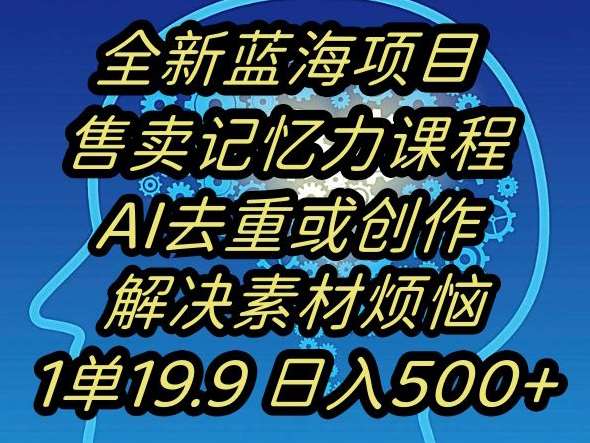 蓝海项目记忆力提升，AI去重，一单19.9日入500+【揭秘】-时光论坛