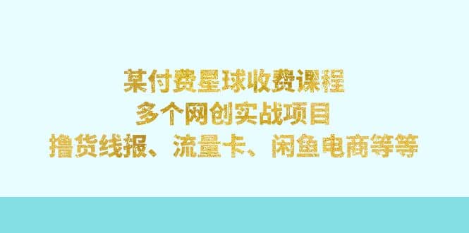 某付费星球课程：多个网创实战项目，撸货线报、流量卡、闲鱼电商等等-时光论坛