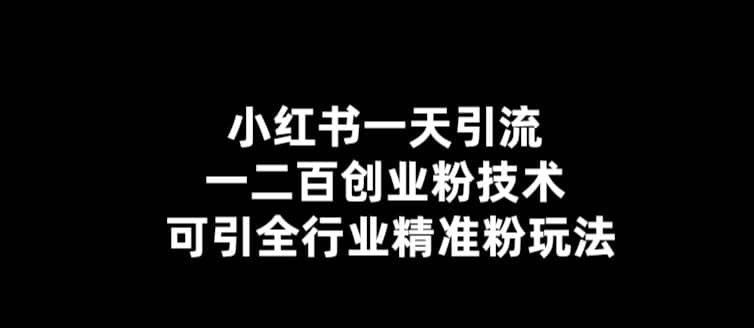 【引流必备】小红书一天引流一二百创业粉技术，可引全行业精准粉玩法-时光论坛