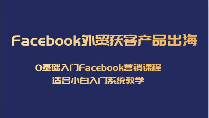 Facebook外贸获客产品出海，0基础入门Facebook营销课程，适合小白入门系统教学-时光论坛