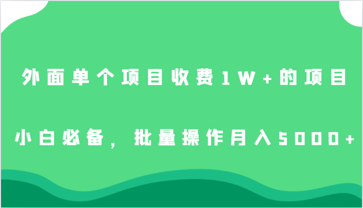 外面单个项目收费1W+的项目，小白必备，批量操作月入5000+-时光论坛