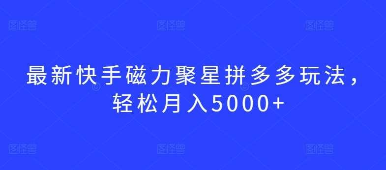 最新快手磁力聚星拼多多玩法，轻松月入5000+【揭秘】-时光论坛