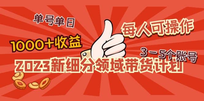 2023新细分领域带货计划：单号单日1000+收益不难，每人可操作3-5个账号-时光论坛