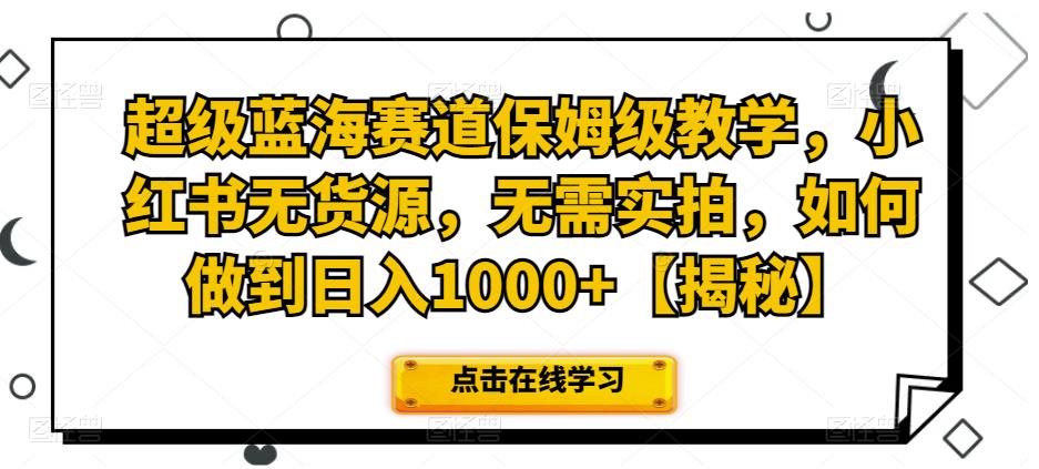 超级蓝海赛道保姆级教学，小红书无货源，无需实拍，如何做到日入1000+【揭秘】-时光论坛