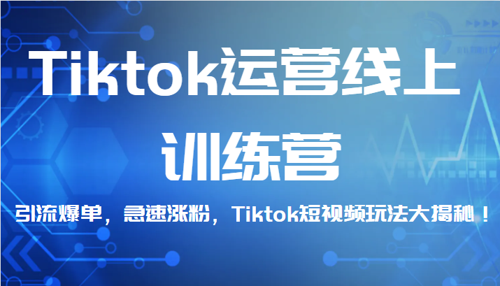 Tiktok运营线上训练营，引流爆单，急速涨粉，Tiktok短视频玩法大揭秘！-时光论坛