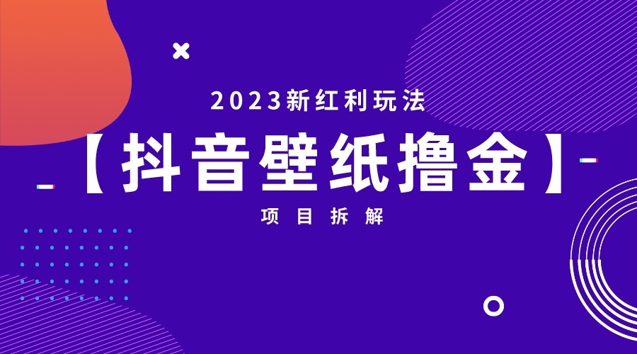 2023新红利玩法，抖音壁纸撸金项目拆解-时光论坛