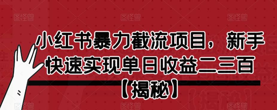 小红书暴力截流项目，新手快速实现单日收益二三百【仅揭秘】-时光论坛