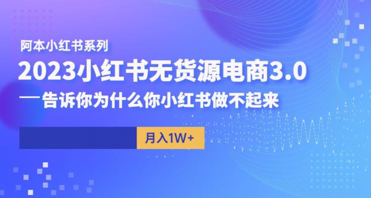 阿本小红书无货源电商3.0，告诉你为什么你小红书做不起来-时光论坛