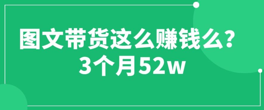 图文带货这么赚钱么? 3个月52W 图文带货运营加强课【揭秘】-时光论坛