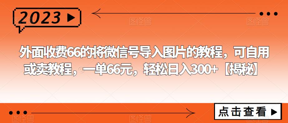 外面收费66的将微信号导入图片的教程，可自用或卖教程，一单66元，轻松日入300+【揭秘】-时光论坛