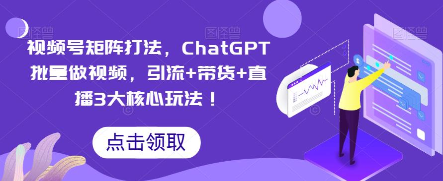 视频号矩阵打法，ChatGPT批量做视频，引流+带货+直播3大核心玩法！-时光论坛