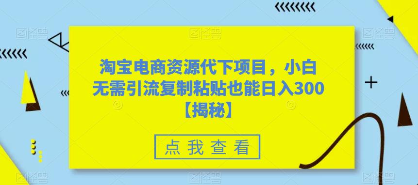 淘宝电商资源代下项目，小白无需引流复制粘贴也能日入300＋【揭秘】-时光论坛