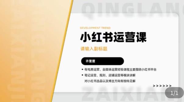 许筐筺·小红书运营课，​笔记运营、规则、店铺运营等模块讲解，学会自己独立运营小红书账号-时光论坛