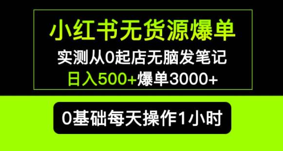 小红书无货源爆单实测从0起店无脑发笔记爆单3000+长期项目可多店-时光论坛