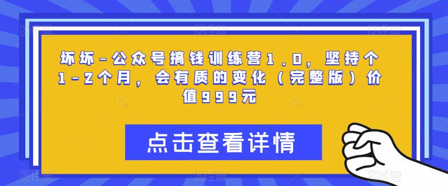 坏坏-公众号搞钱训练营1.0，坚持个1-2个月，会有质的变化（完整版）价值999元-时光论坛
