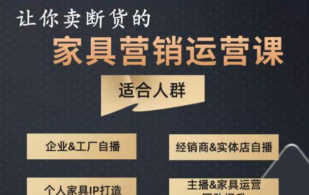 让你卖断货的家具营销运营课，打造高销量家具账号（短视频+直播+人物IP）-时光论坛