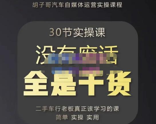 胡子哥·汽车自媒体运营实操课，汽车新媒体二手车短视频运营教程-价值8888元-时光论坛