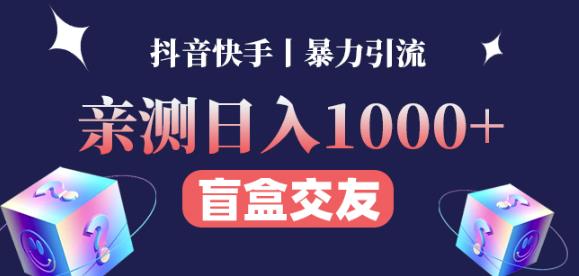 日收益1000+的交友盲盒副业丨有手就行的抖音快手暴力引流-时光论坛