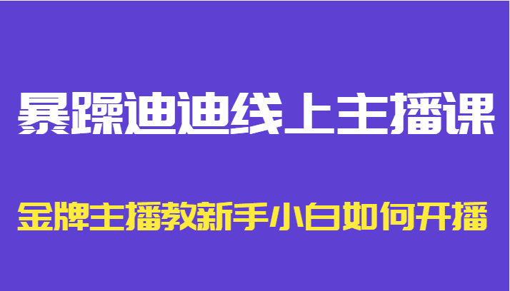 暴躁迪迪线上主播课，金牌主播教新手小白如何开播-时光论坛